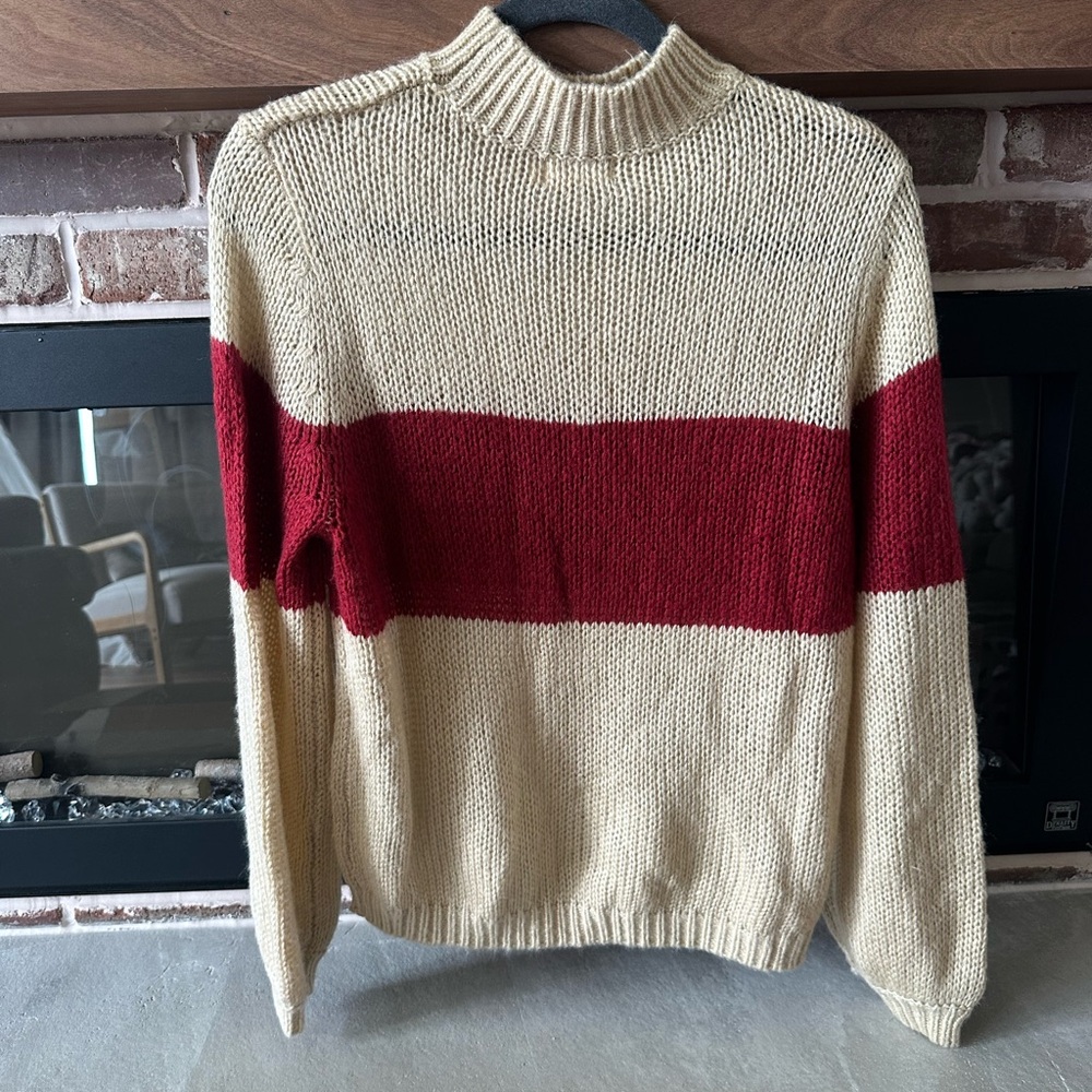 Red and Cream Striped Sweater